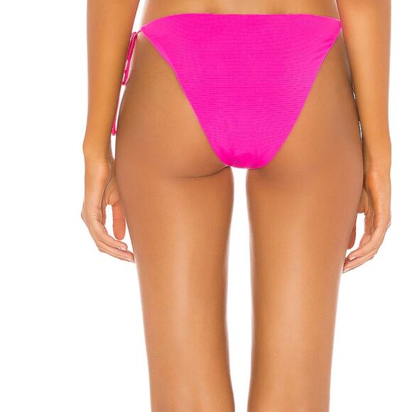 Superdown Barbie Pink String Bikini Bottom MEDIUM High Cut Cheeky $40 NEW - Picture 3 of 6